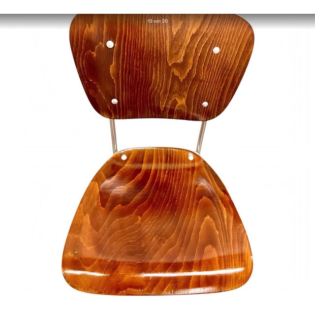 Brown Mid-Century Modern Minimalist First Edition Aluflex Stackable Folding Chairs from Armin Wirth, Switzerland, 1950s, Set of 4 For Sale - Image 8 of 18