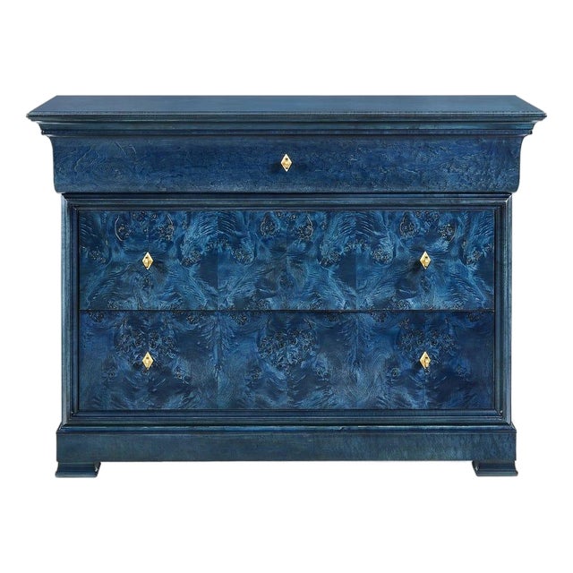 True Blue Burl 3 Drawer Chest - For Sale