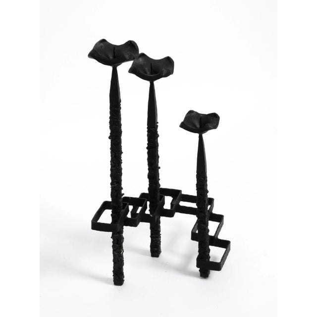 Large Brutalist Floor or Table Wrought Iron Candle Holder For Sale - Image 4 of 18