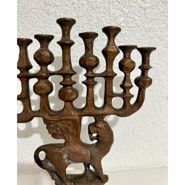 Milton Hebald, Milton Hebald Mid Century Bronze Menorah Sculpture WPA Artist Modernist Judaica, 1969 For Sale - Image 11 of 15