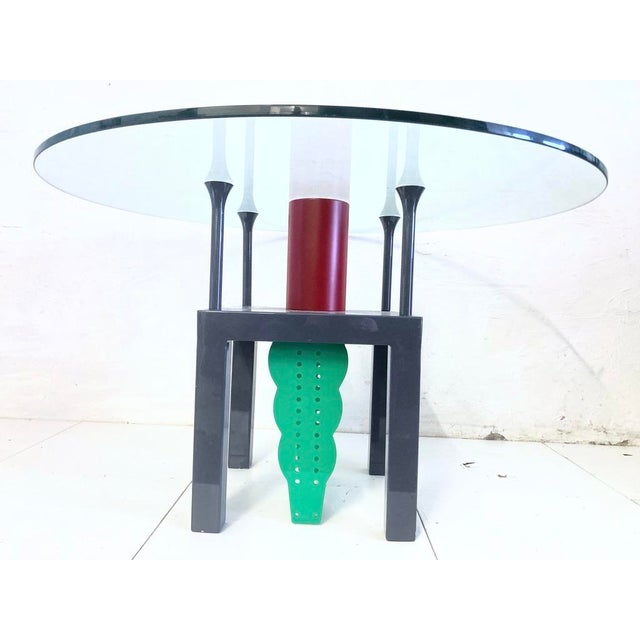 Round Dining Table in Metal and Glass, 1980s For Sale - Image 4 of 17