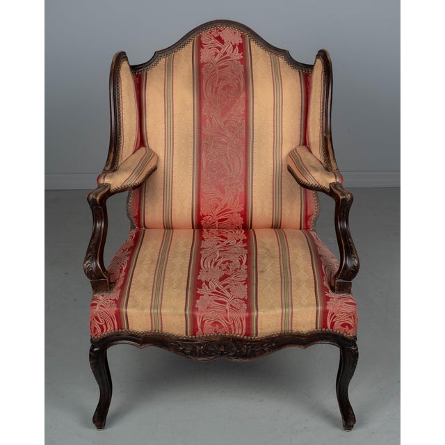 19th Century Louis XV Style Wingback Fauteuil or Armchair For Sale - Image 10 of 13