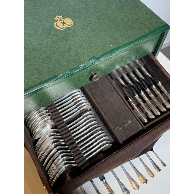 Silver-Plated Spatours Cutlery Service with Box from Christofle, Set of 144 For Sale - Image 6 of 13