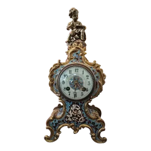 Antique Champleve Enamel Museum Bronze Clock