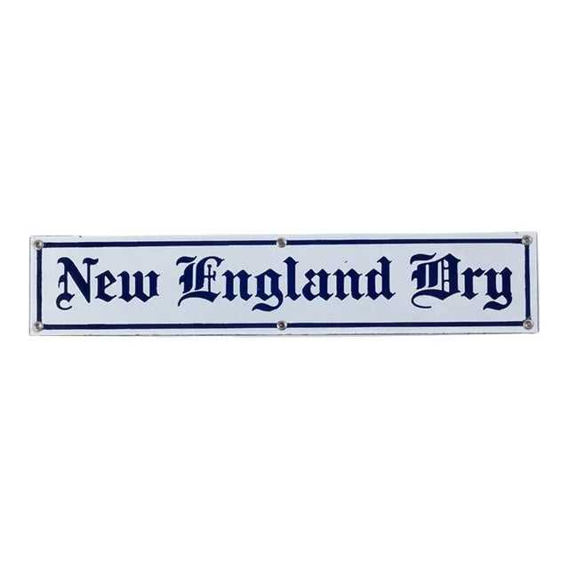 1920s Porcelain New England Dry Soda Sign For Sale