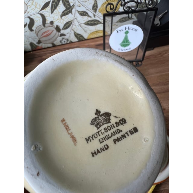 White Vintage Floral Hand Painted Dishes, Vase and Bowl With Lid - a Pair For Sale - Image 8 of 8