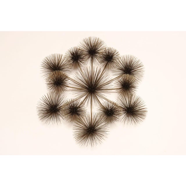Impressive Modernist brass 'Pom Pom' / 'Sea Urchin' wall sculpture by Curtis Jere (Curtis Freiler and Jerry Fels) for...