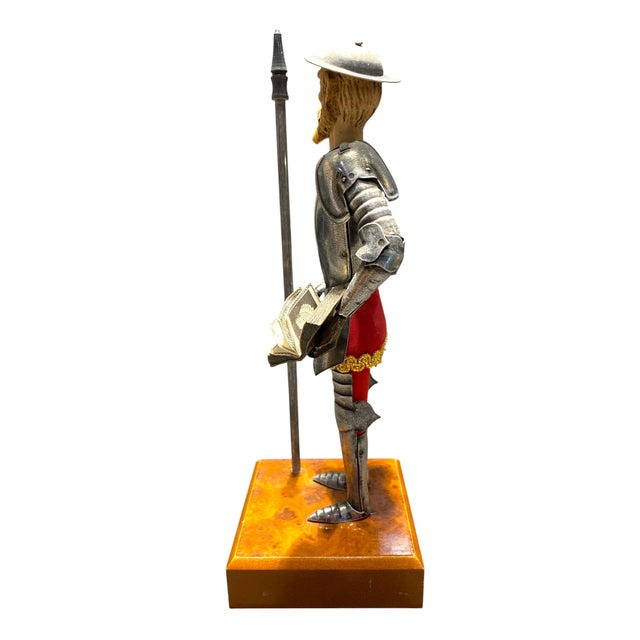 Metal Vintage Don Quixote Sculpture in Metal Armor For Sale - Image 7 of 14
