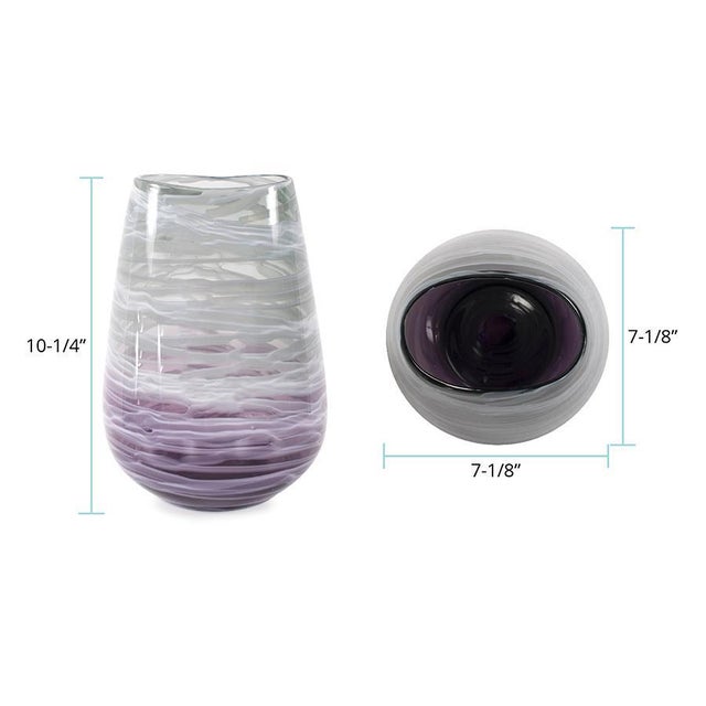 Swirled Smoke and Aubergine Torpedo Glass Vase- Short For Sale - Image 9 of 11