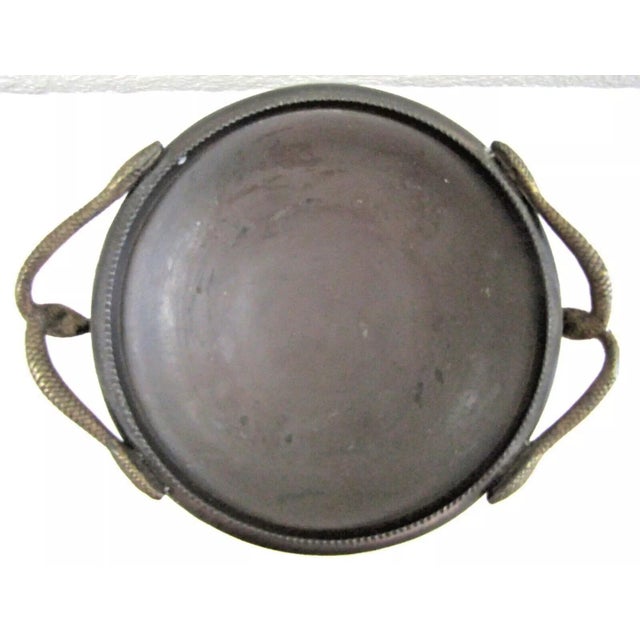 Mid-Century Italian Bronze Tazza Candle Holder With Snake Handles Circa 1940 For Sale - Image 4 of 10