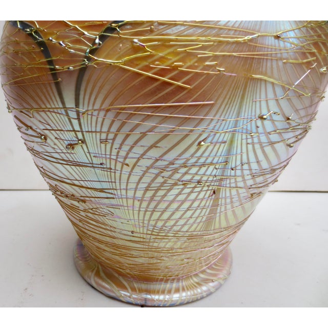 Durand Pulled Feather Iridescent Art Glass For Sale - Image 9 of 13