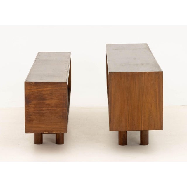 Brown Set of Three Modern Graduated Walnut Modular Shelves For Sale - Image 8 of 14