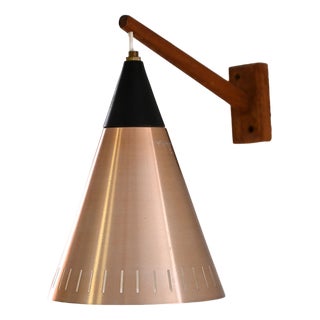Scandinavian Wall Lamp with Teak Arm, 1960s For Sale