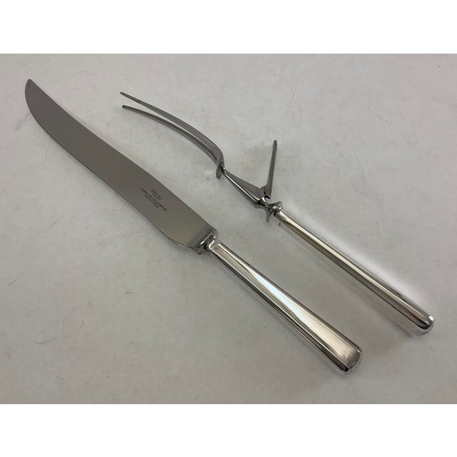 Silver Pair Carving Set, Carving Fork & Carving Knife, Leighton. For Sale - Image 10 of 15