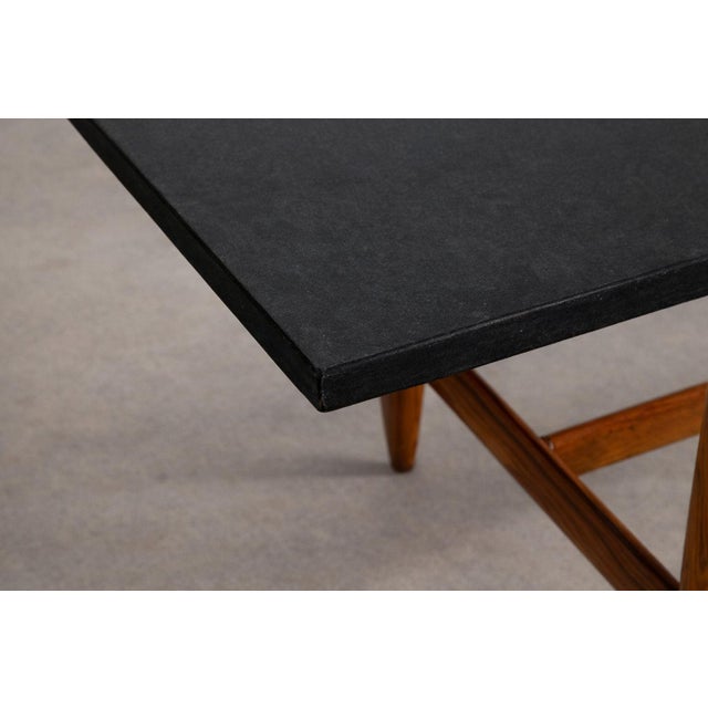 Gray Sergio Rodrigues “Burton” Dining Table in Freijó & Polished Black Stone, Brazil, 1958 — Lot 702 For Sale - Image 8 of 14
