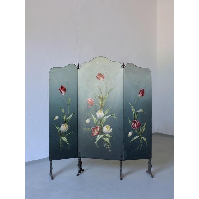 Art Nouveau Hand-Painted Fireplace Screen, 1920s For Sale - Image 6 of 7