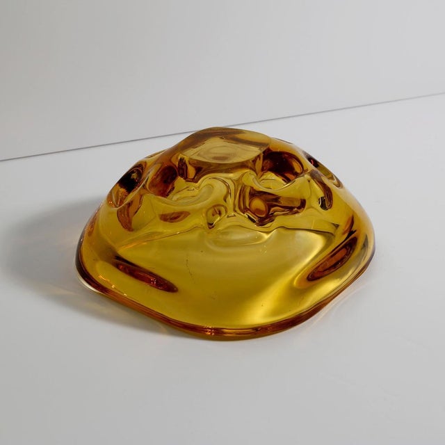 Glass Dimpled Amber Murano Glass Bowl by Galliano Ferro, Italy, 1960s For Sale - Image 7 of 11