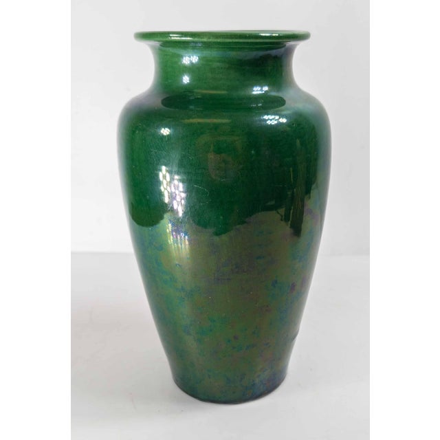 Early 20th Century Japanese Dark Green Awaji Glazed Vase For Sale - Image 4 of 12