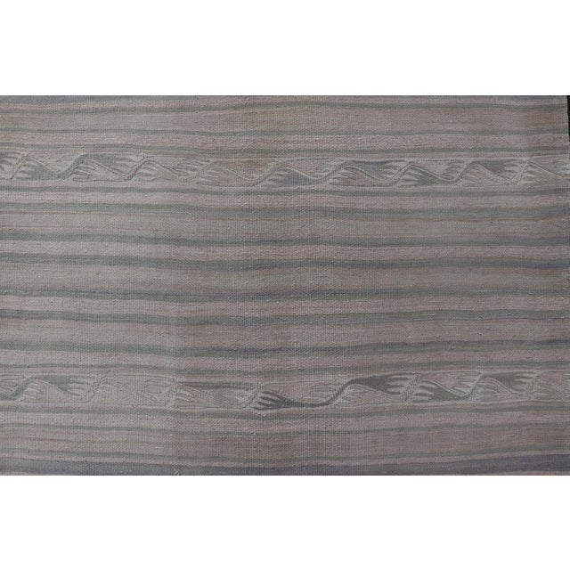 Mid 20th Century Stripe Design Turkish Vintage Kaysari Kilim Rug in Soft Pastel Tones For Sale - Image 5 of 11