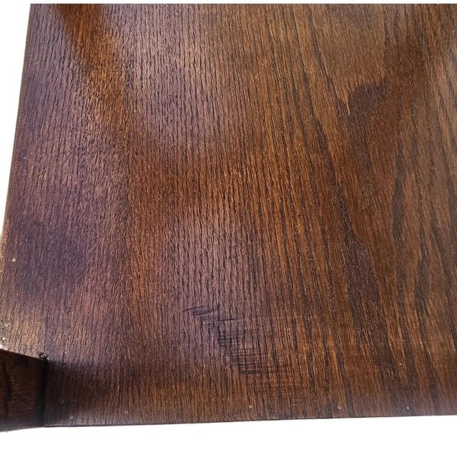 Antique 1920s French Oak Nightstand Carved Oak Tree & Acorn Design White Marble For Sale - Image 11 of 12