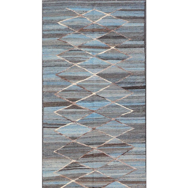 Modern Hand-Woven Flatweave Kilim in Wool with Sub-Geometric Diamond Design. Modern Kilim Rug, Keivan Woven Arts / rug...