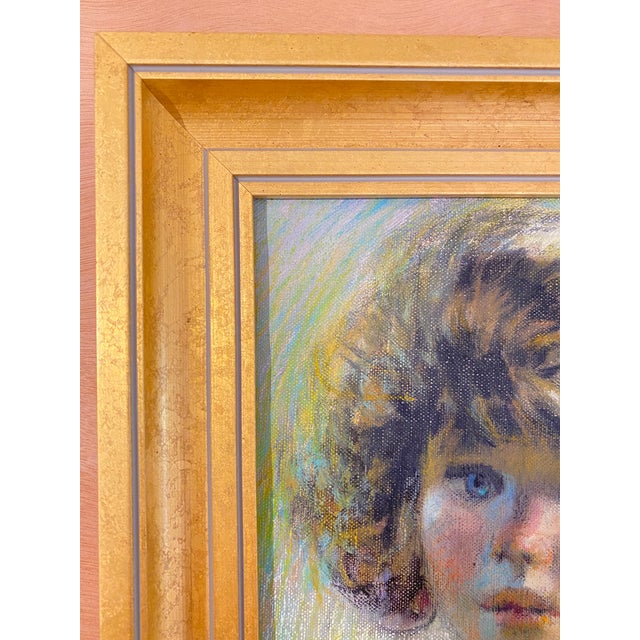 Textile 1960s Mary Sarg Murphy Nantucket Artist Portrait of Young Girl For Sale - Image 7 of 7