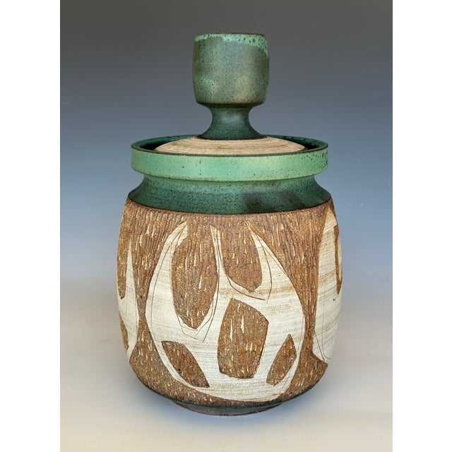 Joel Edwards Mid-Century Joel Edwards Large Studio Pottery Lidded Jar For Sale - Image 4 of 15