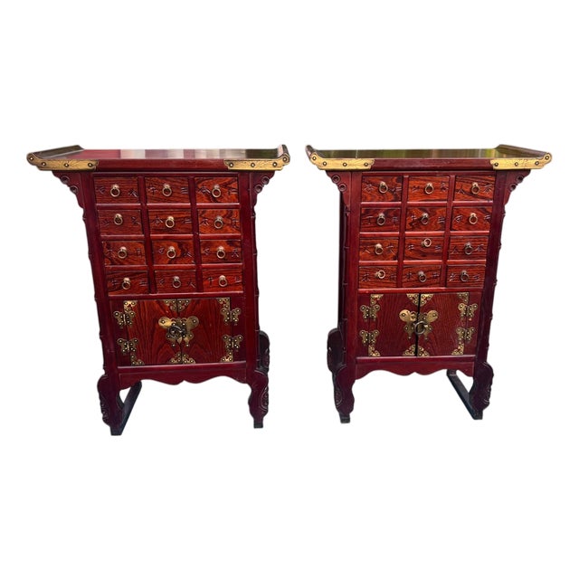 Mid 20th Century Asian Apothecary Cabinets a Pair For Sale