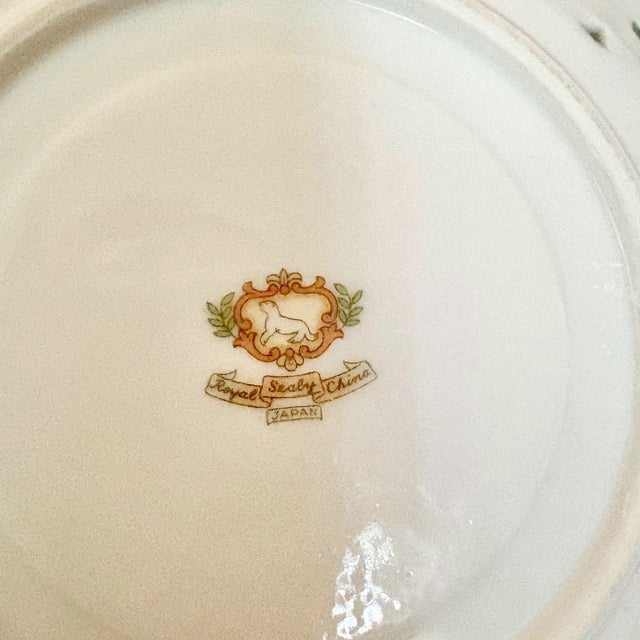 Ceramic Vintage Royal Sealy Teacup Trio: Iridescent Green China With Pink Roses - Set of 3 Cups & 3 Saucers For Sale - Image 7 of 10