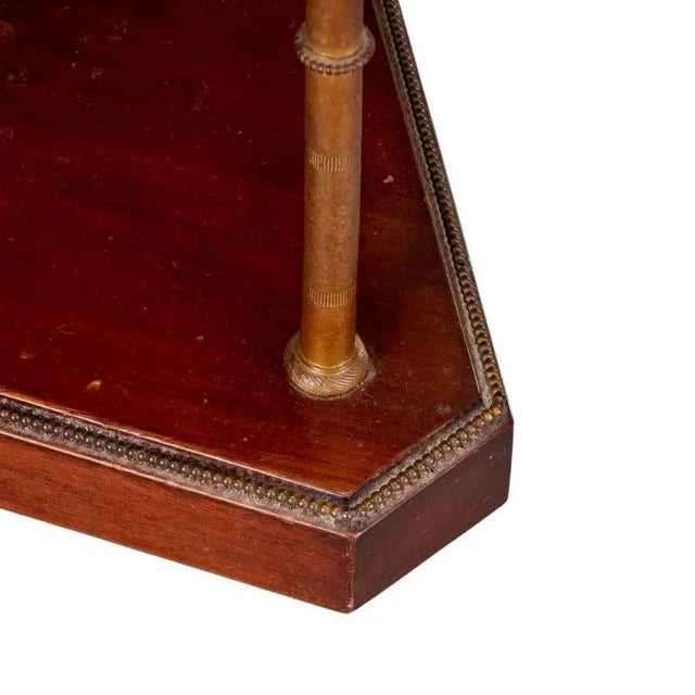 Neoclassical Round Marble Top Gueridon Table With Mahogany Shelves For Sale - Image 3 of 4