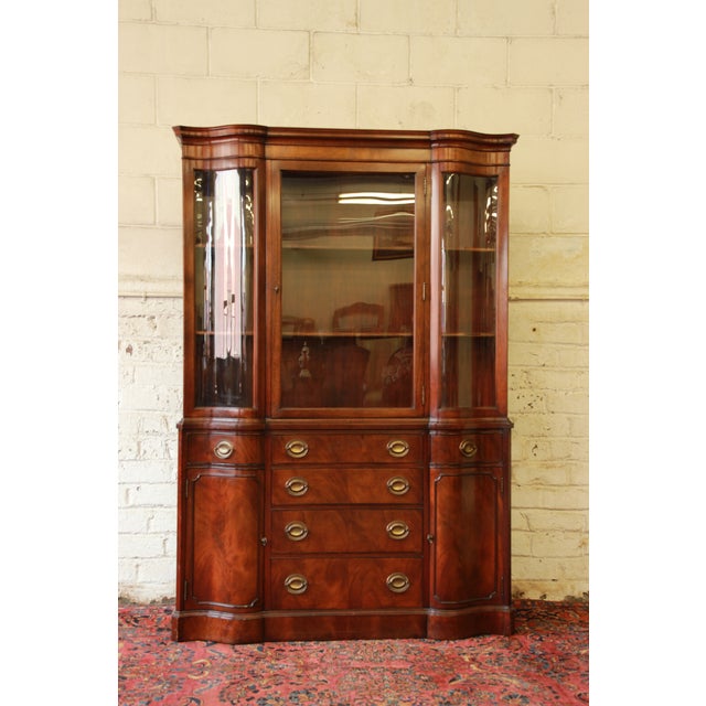 Vintage Drexel Mahogany Curved Glass China Cabinet | Chairish