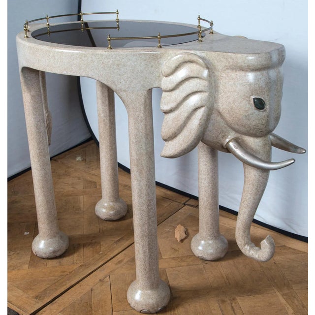 Marge Carson Elephant Rolling Bar Cart For Sale - Image 4 of 12