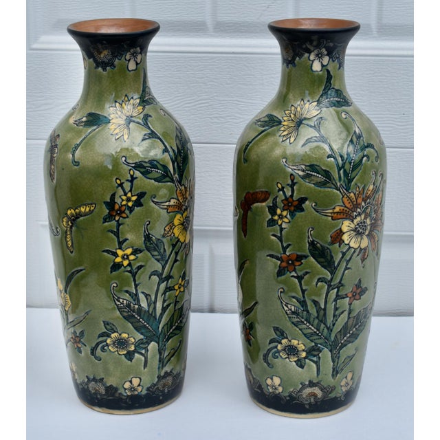 Vtg. Pair of Baum Bros Formalities Vase W/Floral & Butterfly Details For Sale - Image 13 of 14