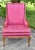 Vintage (1960's) Bergere Armchair has a Hollywood Regency Style. The Frame is Wood. Fruitwood. Carved. Pink Magenta Stripe...