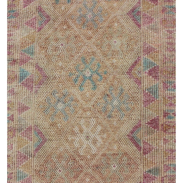 Long Vintage Turkish Runner With Geometric Design in Light Purple and Gold 2'11 X 15'8 For Sale In Atlanta - Image 6 of 9