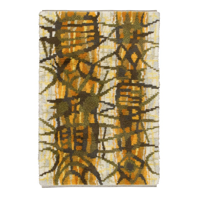 Vintage Swedish Rya Wool Rug in Fall Hues by Rug & Kilim, 1950-1959 For Sale