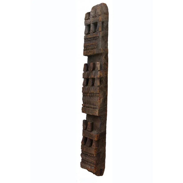 Antique Hand-Carved Wooden Pillar Column, Nuristan, Afghanistan, 1890s For Sale - Image 11 of 11