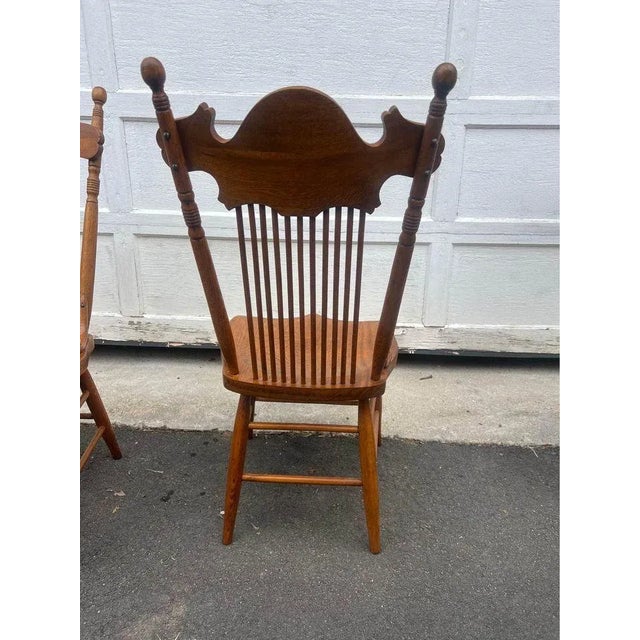 Wood Early 20th Century Set of 5 Antique Tiger Oak Dining Chairs For Sale - Image 7 of 9