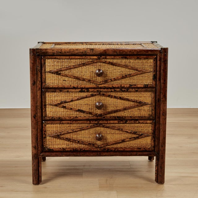 English Pair of British Colonial Style Faux Bamboo Nightstands For Sale - Image 3 of 15