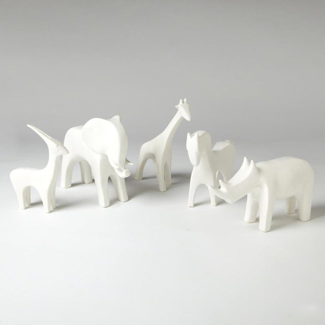 2020s Minimalist Matte White Antelope Sculpture – Modern Ceramic Decorative Object For Sale - Image 5 of 5