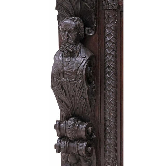 1900's Antique Monumental, English Gothic, Elizabethan Revival, Carved Oak Sideboard!! For Sale In Dallas - Image 6 of 9