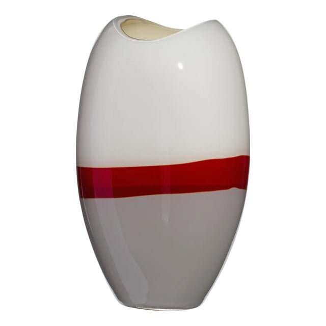 Carlo Moretti Ellisse Vase in Grey, Red, and Ivory For Sale
