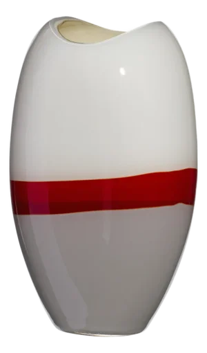 Carlo Moretti Ellisse Vase in Grey, Red, and Ivory