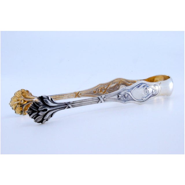 Metal Leaf-Shaped Sugar Tongs in Embossed Silver For Sale - Image 7 of 9