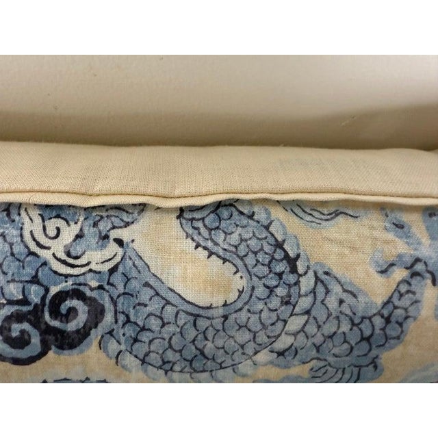 Textile Elegant Pair of Modern Dragon Printed Linen Pillows, Soft Blue & Ivory For Sale - Image 7 of 8