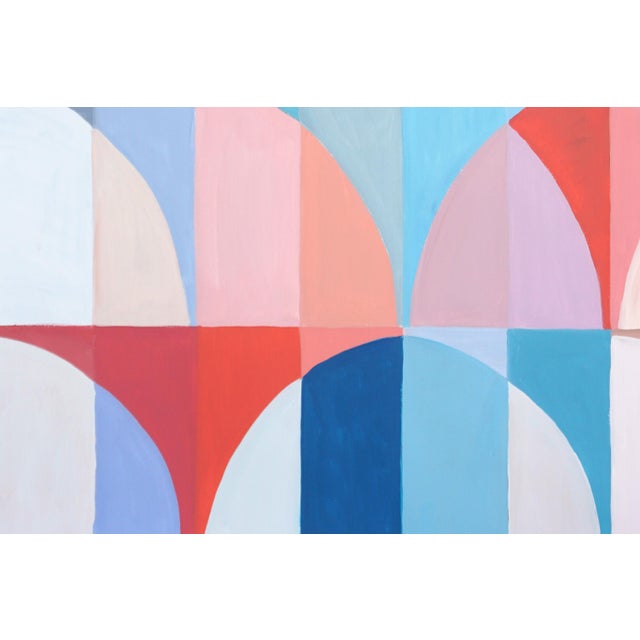 Modern Abstract Triptych of Geometric Grid Patterns, Bauhaus Bright Summer, Acrylic Paint on Watercolor Paper by Natalia Roman, 2026 For Sale - Image 9 of 11