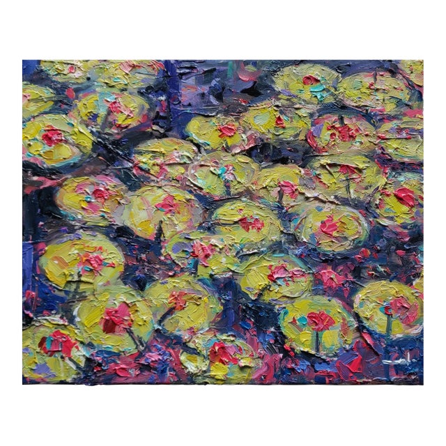 Expressionist Original Lily Pads Oil Painting For Sale