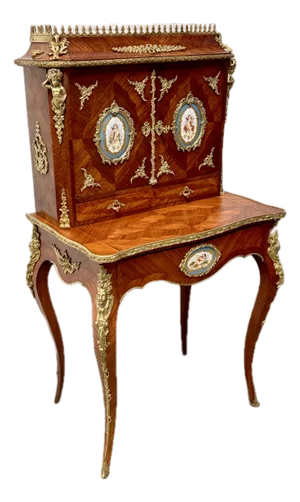 Antique French Louis XV Style Inlaid King Wood Ladies Writing Desk