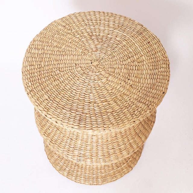 2020s Pair of Woven Reed Mid Century Style Stands For Sale - Image 5 of 8