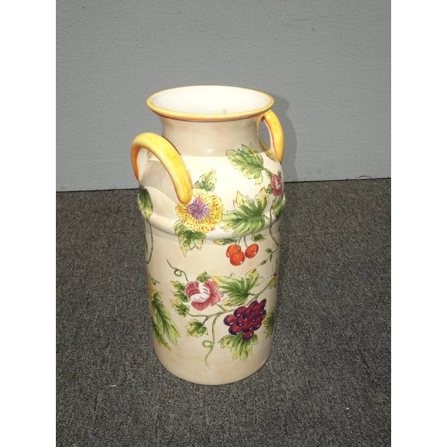 Ceramic 1990s French Country Yellow Floral Ceramic Milk Can / Umbrella Stand For Sale - Image 7 of 10